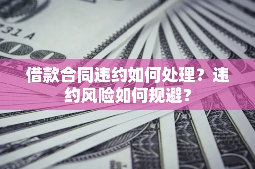 武汉借款合同违约如何处理？违约风险如何规避？